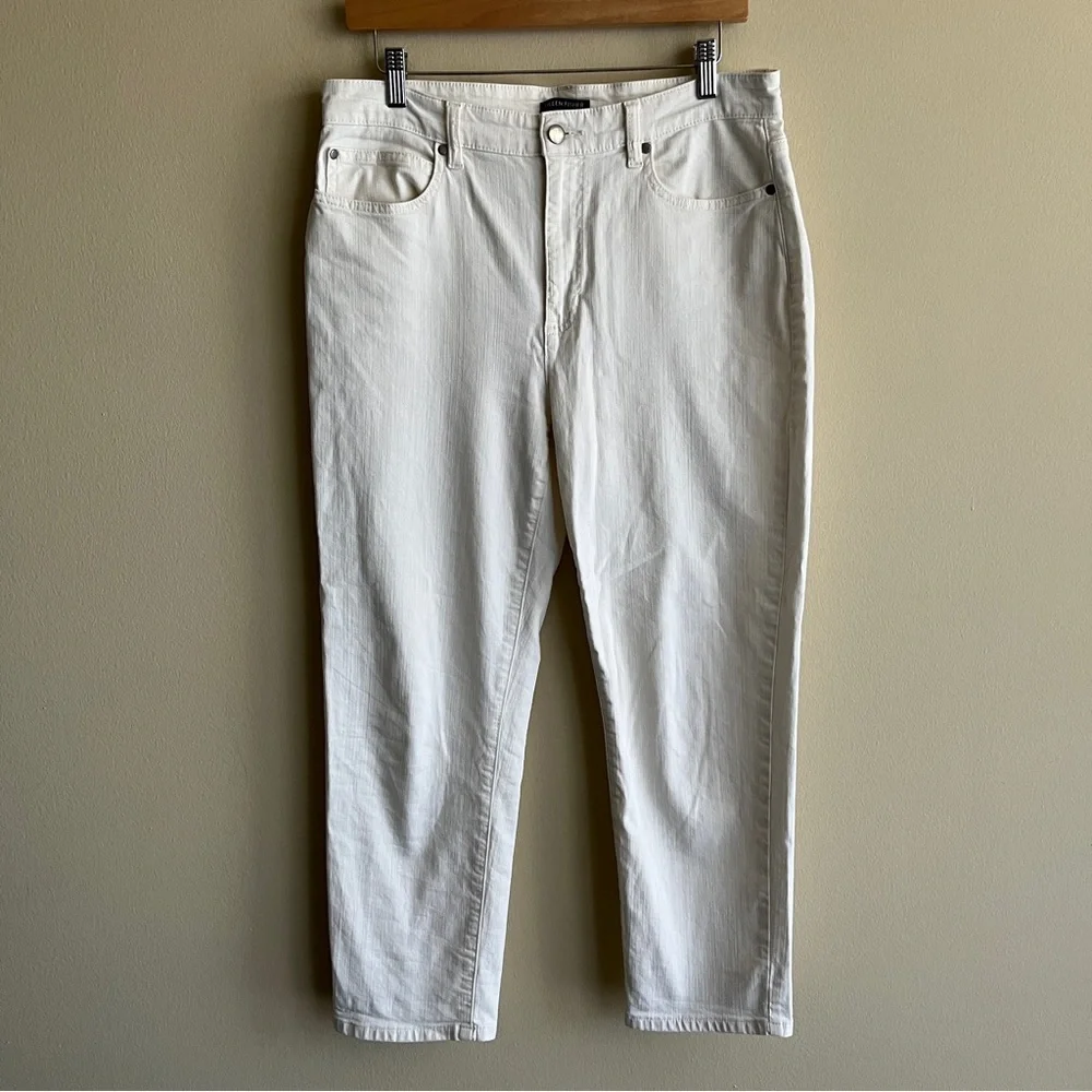 Eileen Fisher Organic High Waisted Slim Straight Ankle Jeans in Natural Size 12 - Picture 3 of 7